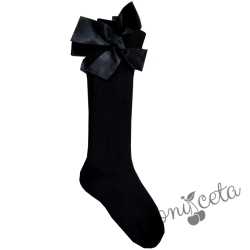 Детски чорапи 3/4 в черно с панделка 734634