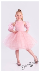 Официална детска рокля с тюл в розовоЛорен