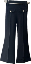 Детски панталон тип Чарлстон в черно за момиче с копчета Contrast 377377898