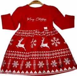 Official children's dress with long sleeves in red with lace and tulle