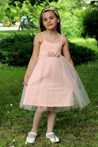 Summer children's dress in pink with tulle