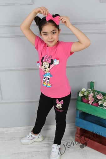 Детски комплект с къс ръкав с Мини Маус в цвят диня и черно