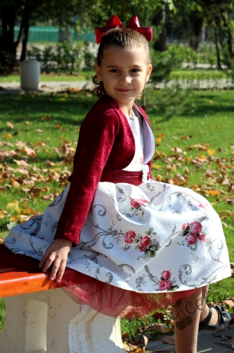 Children's flower dress with bolero in burgundy