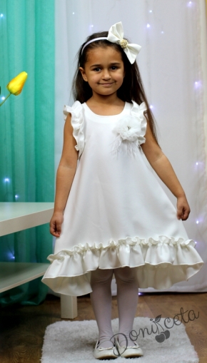 Официална /ежедневна детска рокля в екрю с къдрички 11