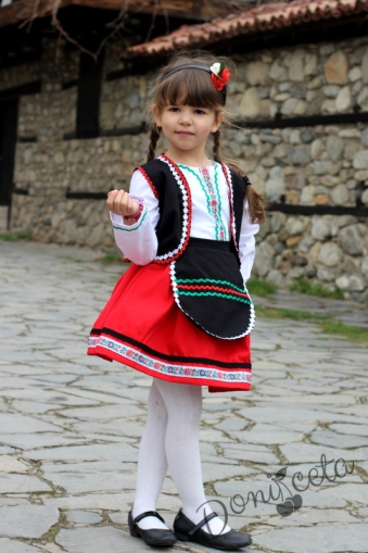 Детска народна носия 19 пола, елек, риза и престилка с етно мотиви 