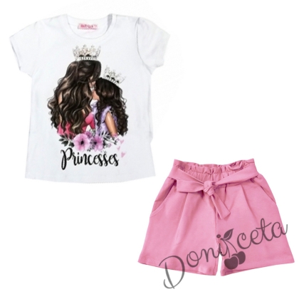 Летен комплект момиче от къси панталони в розово и тениска 8677665 1