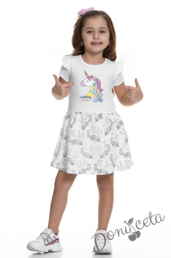 Ежедневна детска рокля с Пони/Еднорог в бяло 9353441