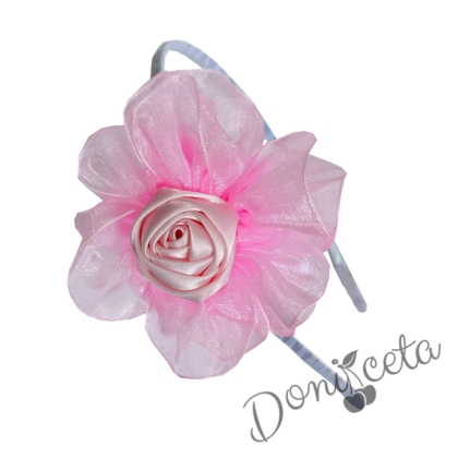 Ръчно изработена диадема цвете в розово 5476864