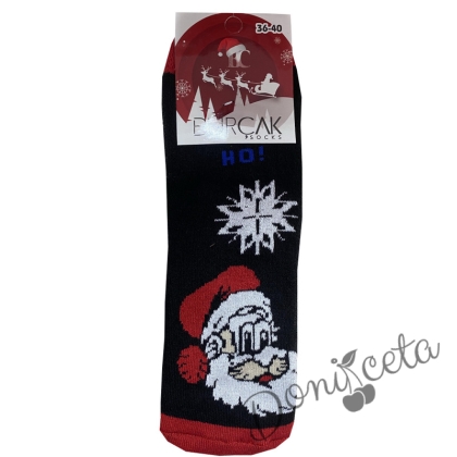 Коледни черни термо чорапи с дядо Коледа