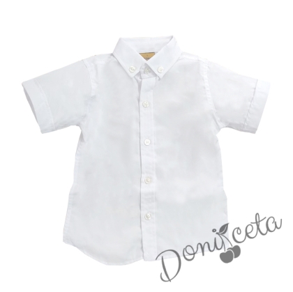 Детска риза  в бяло с къс ръкав 32436532 1