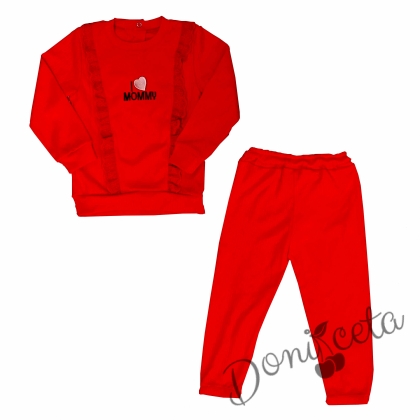 Бебешки комплект от блуза и панталони в червено 1