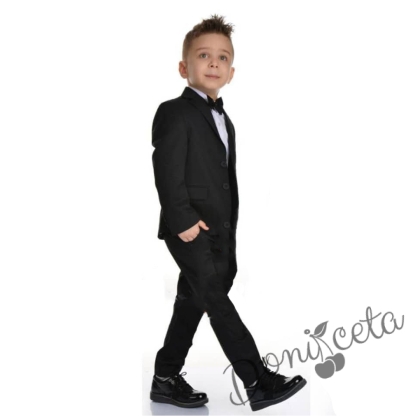 Официален детски костюм за момче в черно от 4 части без елек 1
