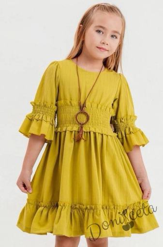 Ежедневна детска рокля в горчица Аделаид 1