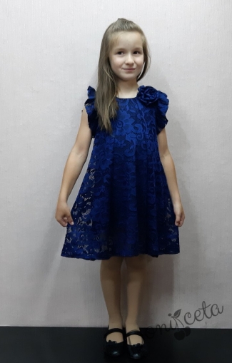  Official children's dress in dark blue with lace and tulle