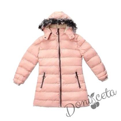 Winter  jacket in ruspberry colour with a hood