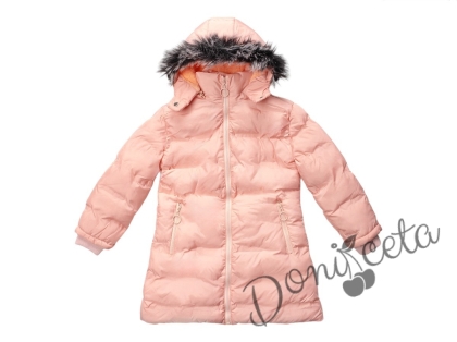 Winter  jacket in ruspberry colour with a hood