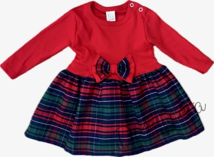 Official children's dress with long sleeves in red with lace and tulle