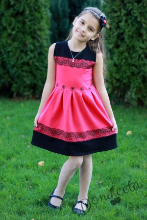 Ежедневна  детска рокля без ръкав в цвят малина за пролет и лято