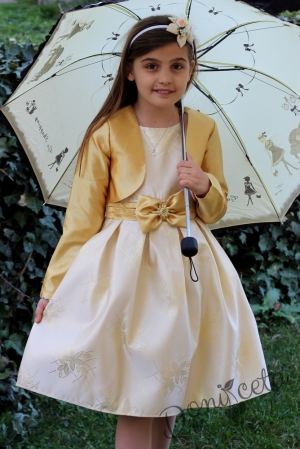 Официална детска рокля в златисто с болеро в златно Клементина