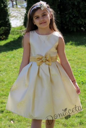 Официална детска рокля в златисто с болеро