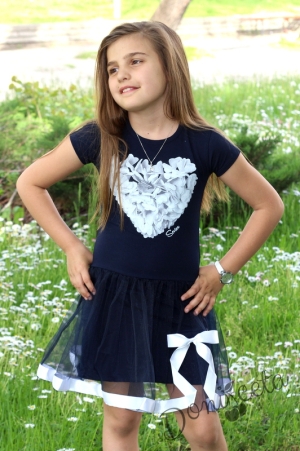 Summer children's dress in dark blue