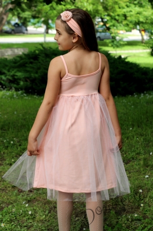 Summer children's dress in pink with tulle