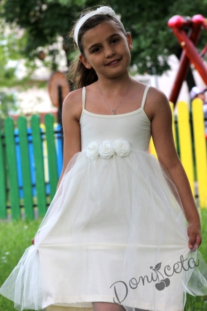 Summer children's dress in champagne with tulle