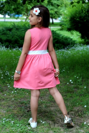 Лятна детска рокля в розово с балони