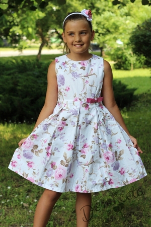 Children's  cotton dress in pink with flowers