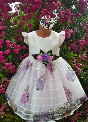 Официална детска рокля на цветя от органза Сузара