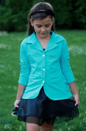 Children's turquoise jacket with curls in the back