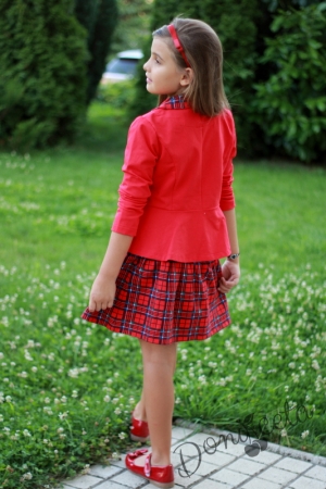 Set of a skirt and a jacket in red