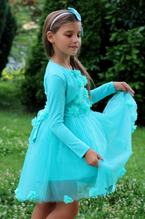 Official children's dress in turquoise with a vest