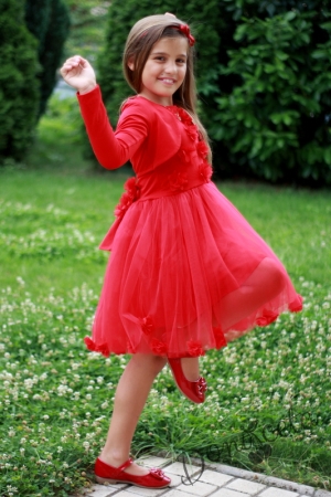 Official children's dress in red with a vest
