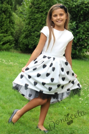 Official children's dress in white with strawberries