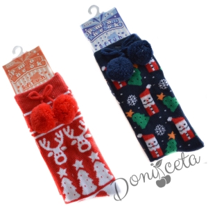 Kids Knee-Length Pom-Pom Christmas Socks