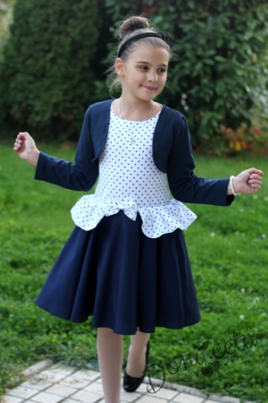 Официална детска рокля с болеро в тъмносиньо