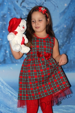 Children's dress  with a vest  in red