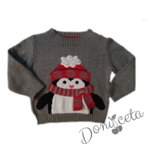 Knitted Christmas sweater in gray