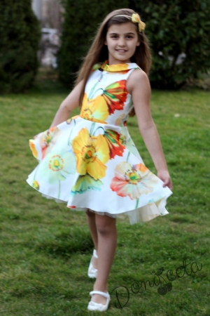 Официална детска рокля Алгара  с цветя 