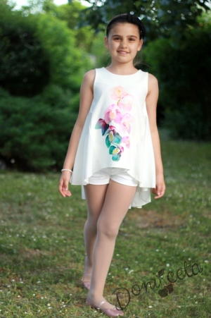 Children's blouse in pink with roses