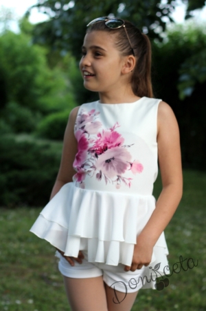 Children's blouse in pink with roses