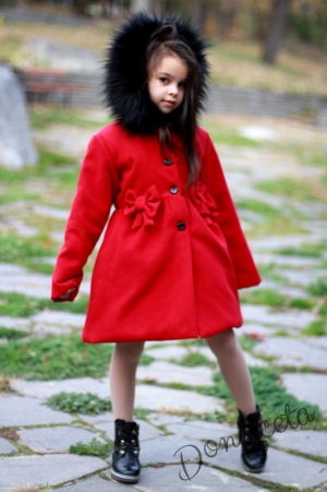 Зимно детско палто в червено