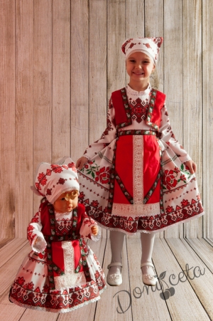 Детска рокля за момиче-тип народна носия с фолклорни мотиви 