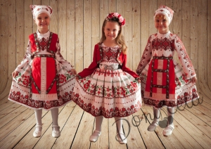 Детска рокля за момиче тип народна носия с фолклорни мотиви и  диадема НН2