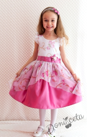Официална детска рокля  в лилаво на цветя 