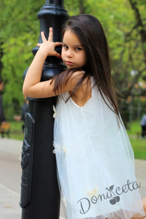 Ежедневна или официална детска рокля Евелин с пеперуди в екрю