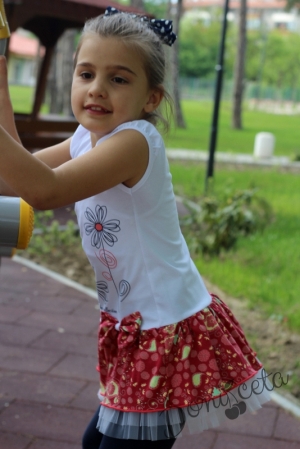 Ежедневна детска лятна рокля  с поличка на цветя и с панделка 