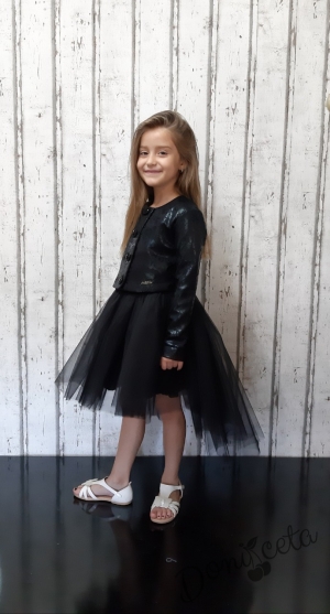Детско късо сако в черно с нежни орнаменти 3