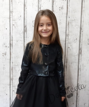 Детско късо сако в черно с нежни орнаменти 4